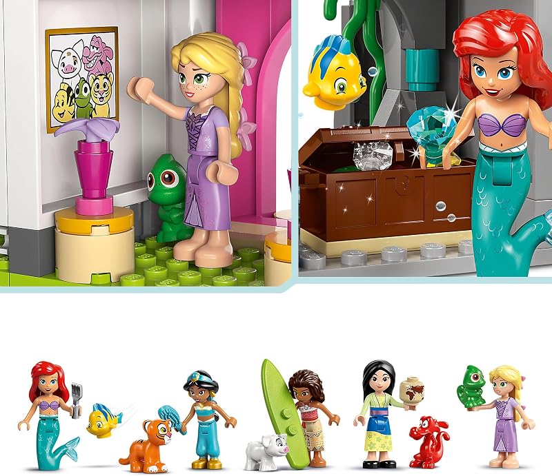 ǀ Disney Princess Schloss & königliche Haustiere – Set mit detaillierter Innenausstattung – inkl. Arielle, Rapunzel, Mulan, Jasmin & Vaiana Mini-Figuren – Geschenk für Kinder ab 6 Jahren – 43267 — Foto 4 von 8