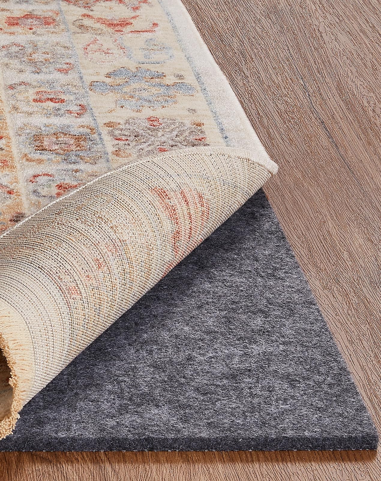 Veken Non Slip Cushioned Rug Pad Gripper 5 x 7 Ft, Felt and Silicone Backing, 1/8 inch Thick Carpet Liner for Hardwood Floors and Finishes, Under Area Rugs Anti Skid Mat, Keep Rugs Safe and in Place Image