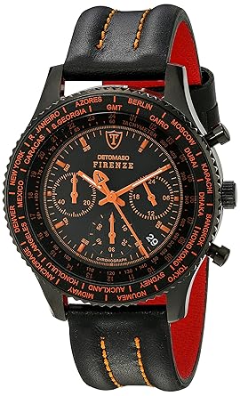 DETOMASO Mens SL1624C-BO FIRENZE Chronograph Trend schwarz/schwarz Analog Display Japanese Quartz Black Watch