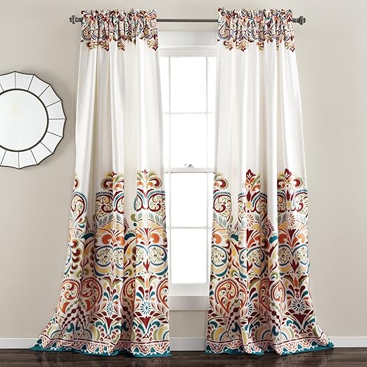 Amazon Com Lush Decor Clara Curtains Paisley Damask Print