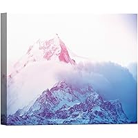SIGNWIN Canvas Wall Art Pink and Violet Snow Mountains Top with Fog Landscape Wilderness Photography Modern Art Romantics Scenic Relax/Calm for Living Room, Bedroom, Office - 12x18 inches