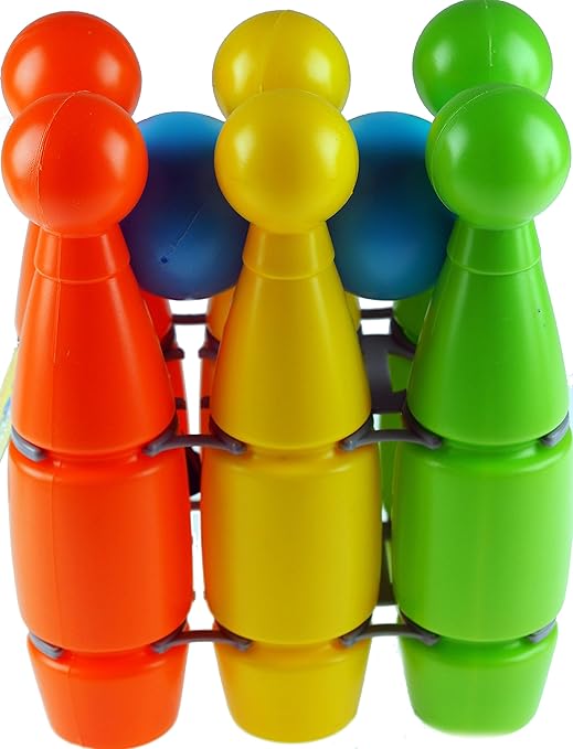 Set Of 6 Plastic Skittles And Balls Complete Game Amazon.co.uk Toys