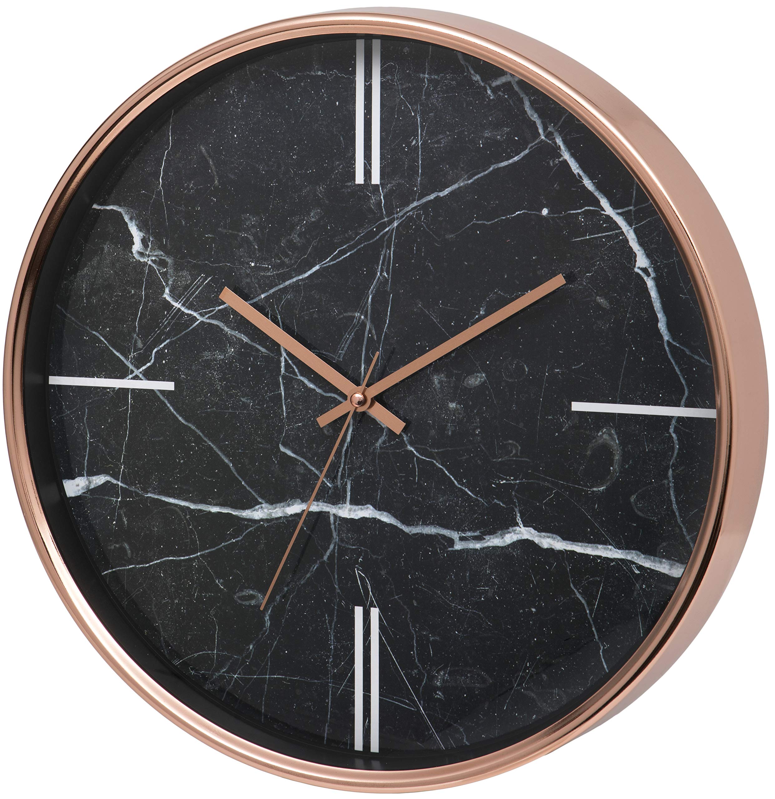 Unity UNSW265 Bolton Marble Effect Modern Wall Clock 38cm / 15-Inch, Black