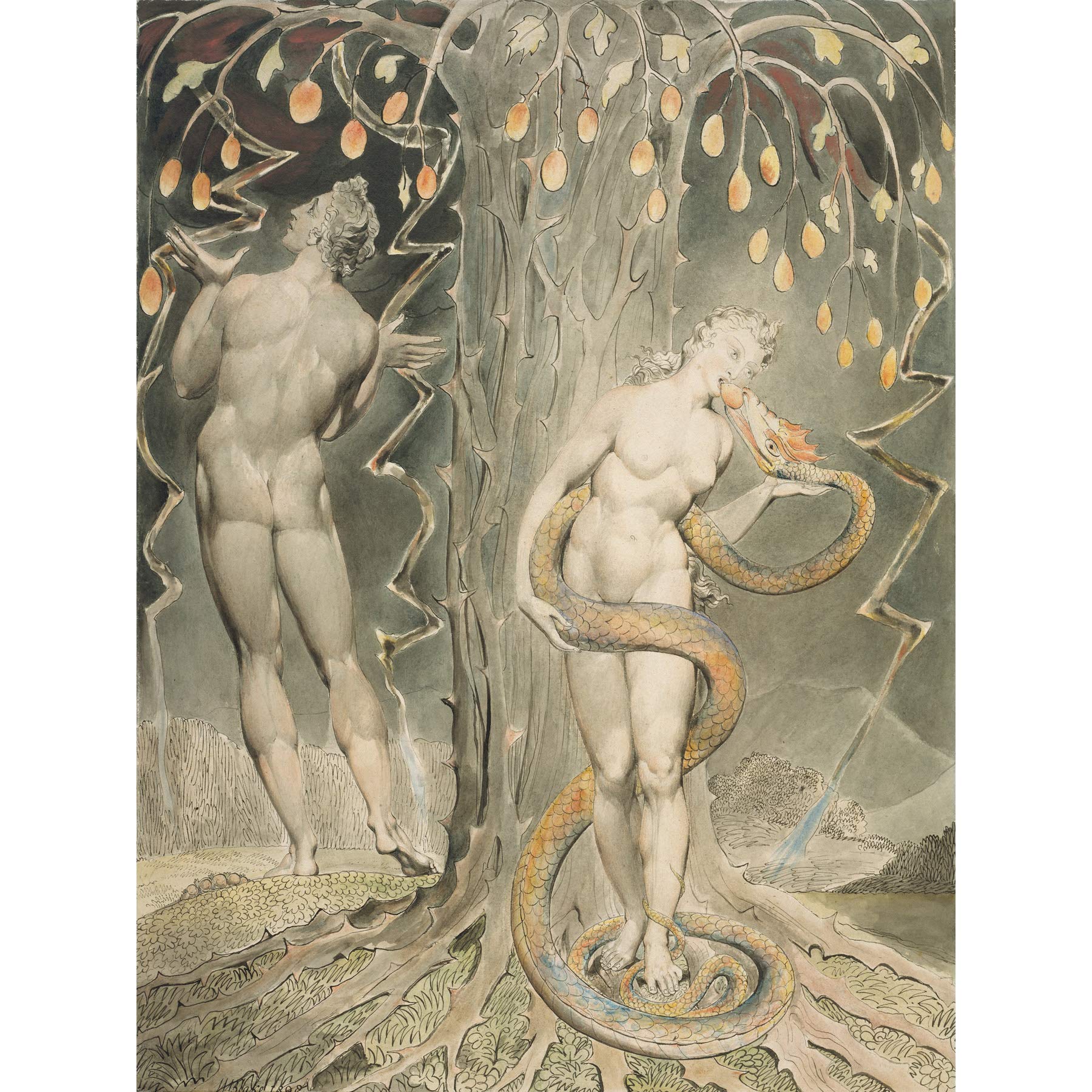 William Blake The Temptation And Fall Of Eve Large Wall Art Print Canvas Premium Poster Mural