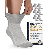 Pembrook Ankle Diabetic Socks for Women & Men | 6 Pairs | Wide Non Binding Socks Quarter Length | Edema Neuropathy Socks