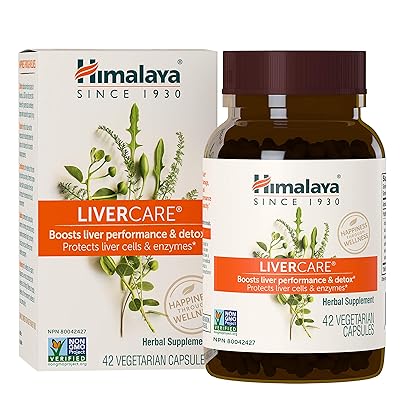 Himalaya LiverCare/Liv. 52 for Total Liver Support, Cleanse and Detox, Protects Cells &amp; Enzymes, 375 mg, 42 Capsules, 3 Week Supply