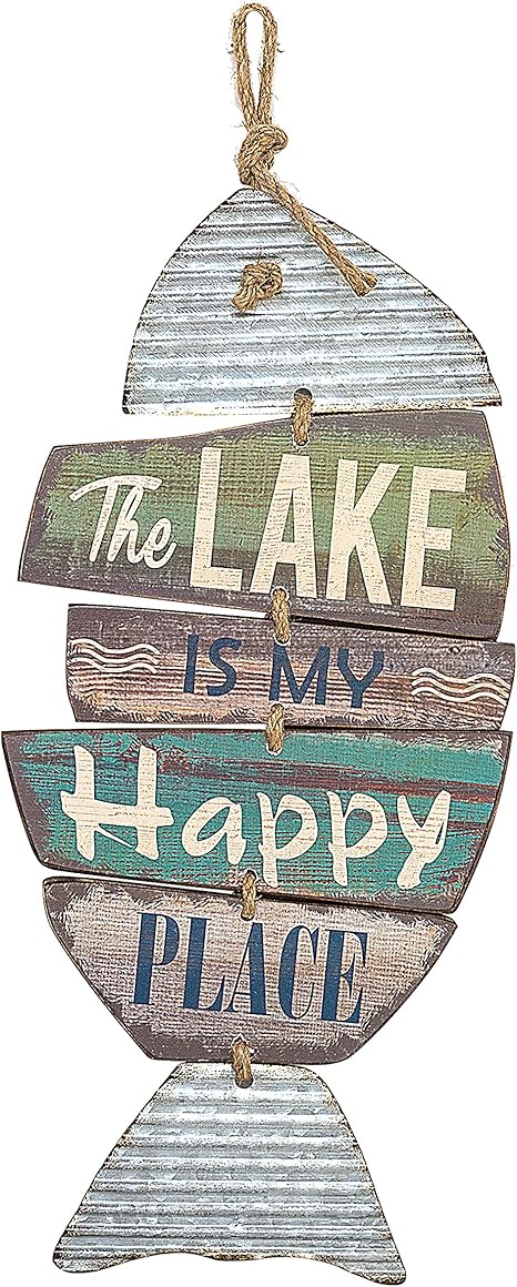 Barnyard Designs The Lake Is My Happy Place Wooden Sign Vintage