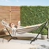 VonHaus Hammock with Stand Freestanding 1 Person Polycotton Blue White view 2