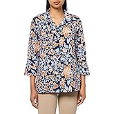 MULTIPLES womens Three Quarters Flounce Sleeves Wire Collar Two-pocket Button Front Jacket