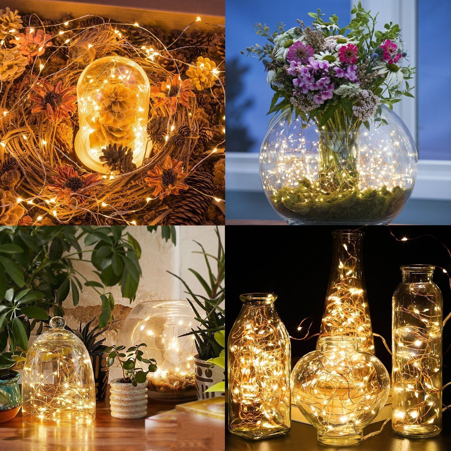 BOLWEO 9 Modes Battery Powered Christmas String Lights with Remote Timer, 5M/16.4Ft 66LEDs Warm White Fairy Copper Wire Lights for Indoor Outdoor Home Garden Christmas Tree Bedroom Decoration