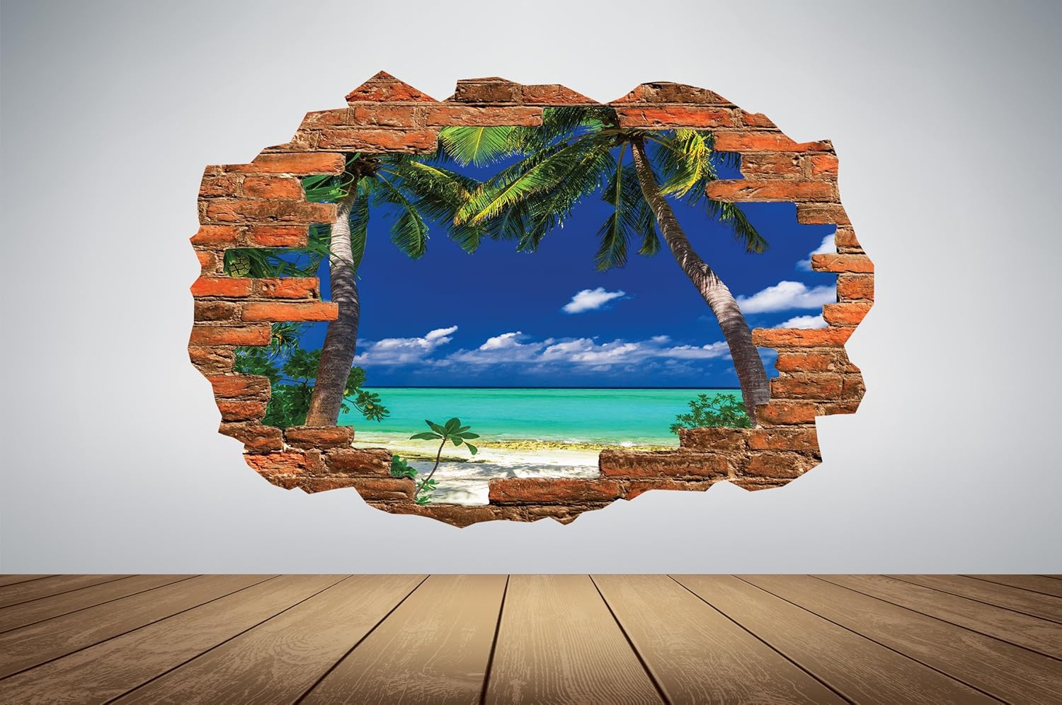 Frankies Cajun Customs Hole In The Wall Bricks - Beach V2 Vinyl Decal Wall, Car, Laptop - 24 inch