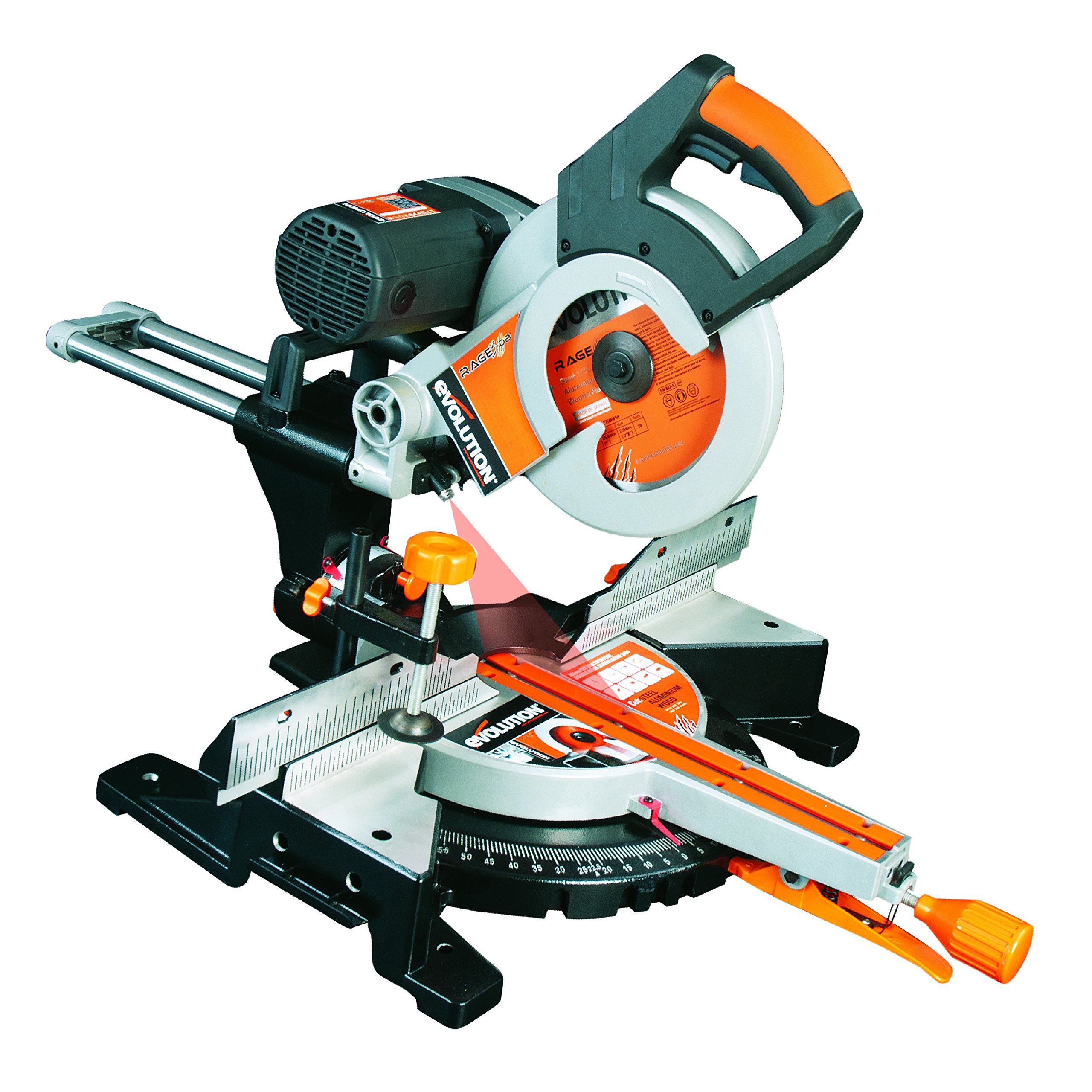 Buy Evolution Power Tools Rage 3DB Double Bevel Sliding Compound Mitre Saw With MultiMaterial