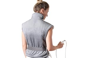 Pure Enrichment PureRelief XL Extra-Long Back & Neck Heating Pad, Safe Heat Therapy for Sore Muscles, Pain, & Cramps in Neck, Back, & Shoulders, 4 Heat Settings w/Auto Shut-Off, Soft Fabric (Gray)