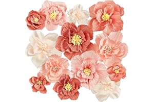Cholemy 24 Pcs Tissue Paper Flowers, Crepe Paper Flowers Decorations 8" 10" 12" for Wedding Party Baby Bridal Shower Carnival