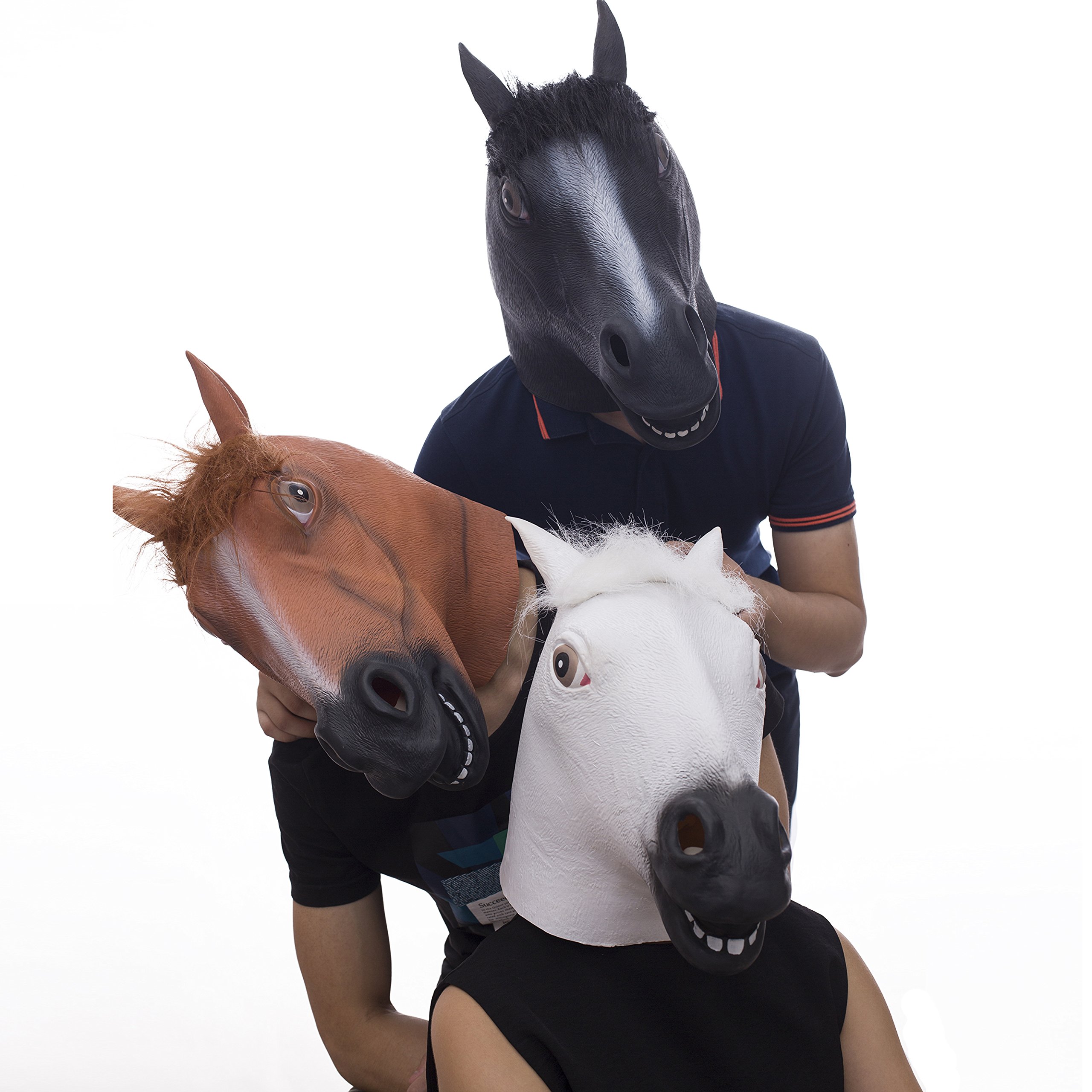 Horse Mask, Molezu Creepy Horse Mask, Rubber Latex Animal Mask, Novelty Halloween Costumes, Brown Horse