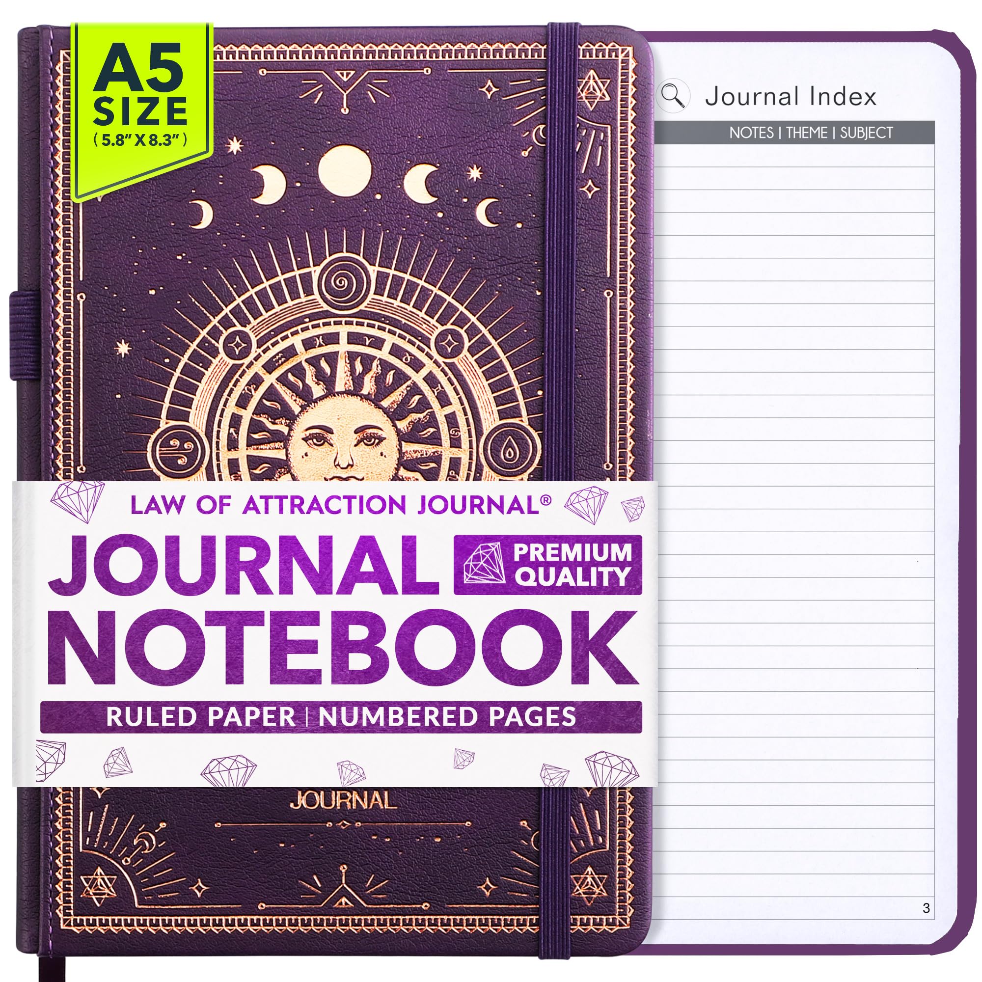 Journal Notebook - 100gsm Ivory Lined White Paper with Inner Pocket & Pen Holder| Vegan Friendly, Ruled Notebook | Multi-Purpose Ideal for Daily Journaling & To Do List Journal for Women & Men