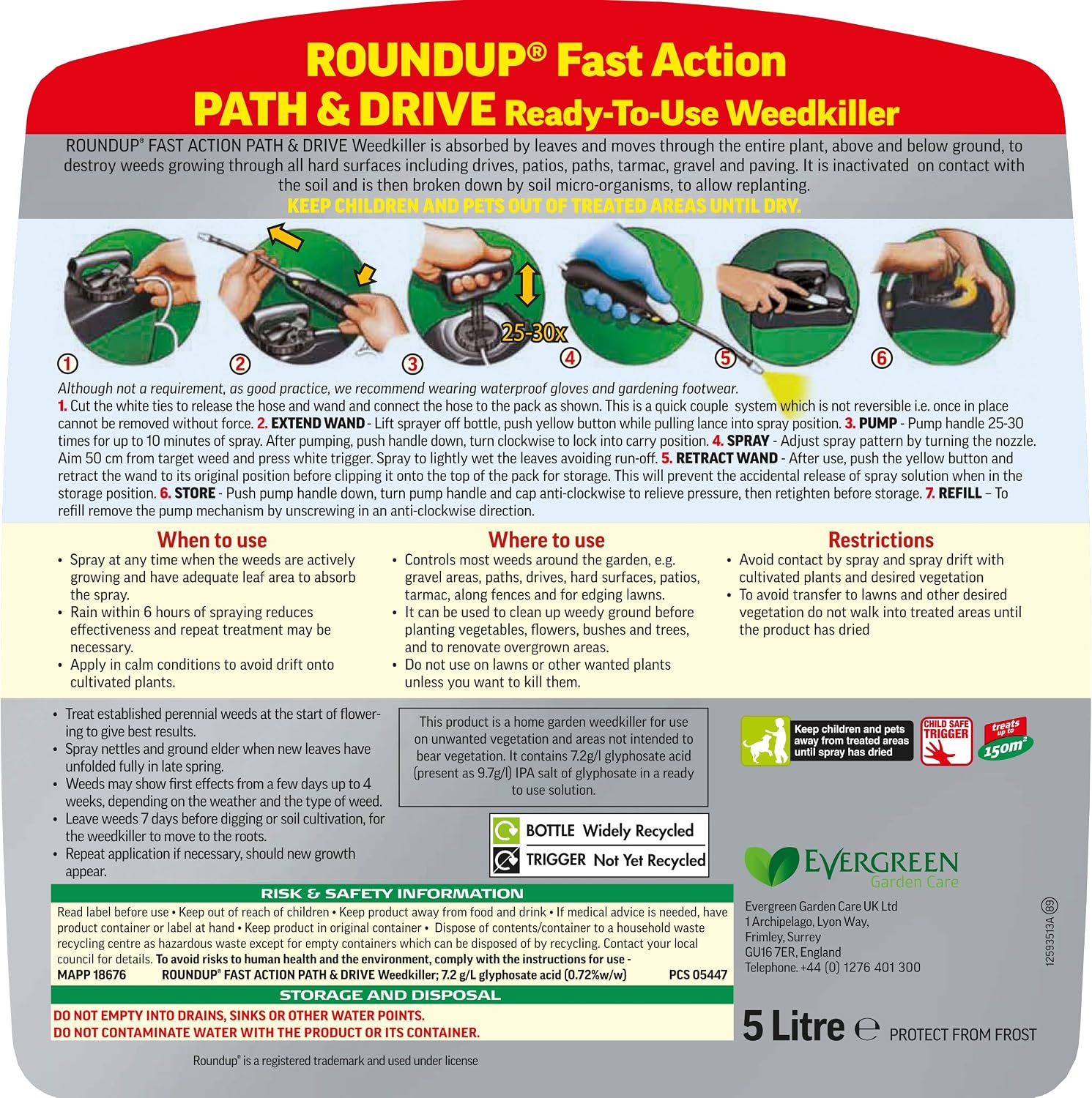 Roundup 119410 Path Weedkiller 5 Litre Pump 'N Go Refill, Ready to Use, Green - Image 4