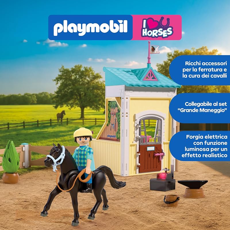 | I Love Horses | Piccola scuderia con maniscalco | Box per cavallo con forgia luminosa, attrezzi e accessori per la cura | Per bambini dai 4 anni in su | 72131 — foto 4 di 7