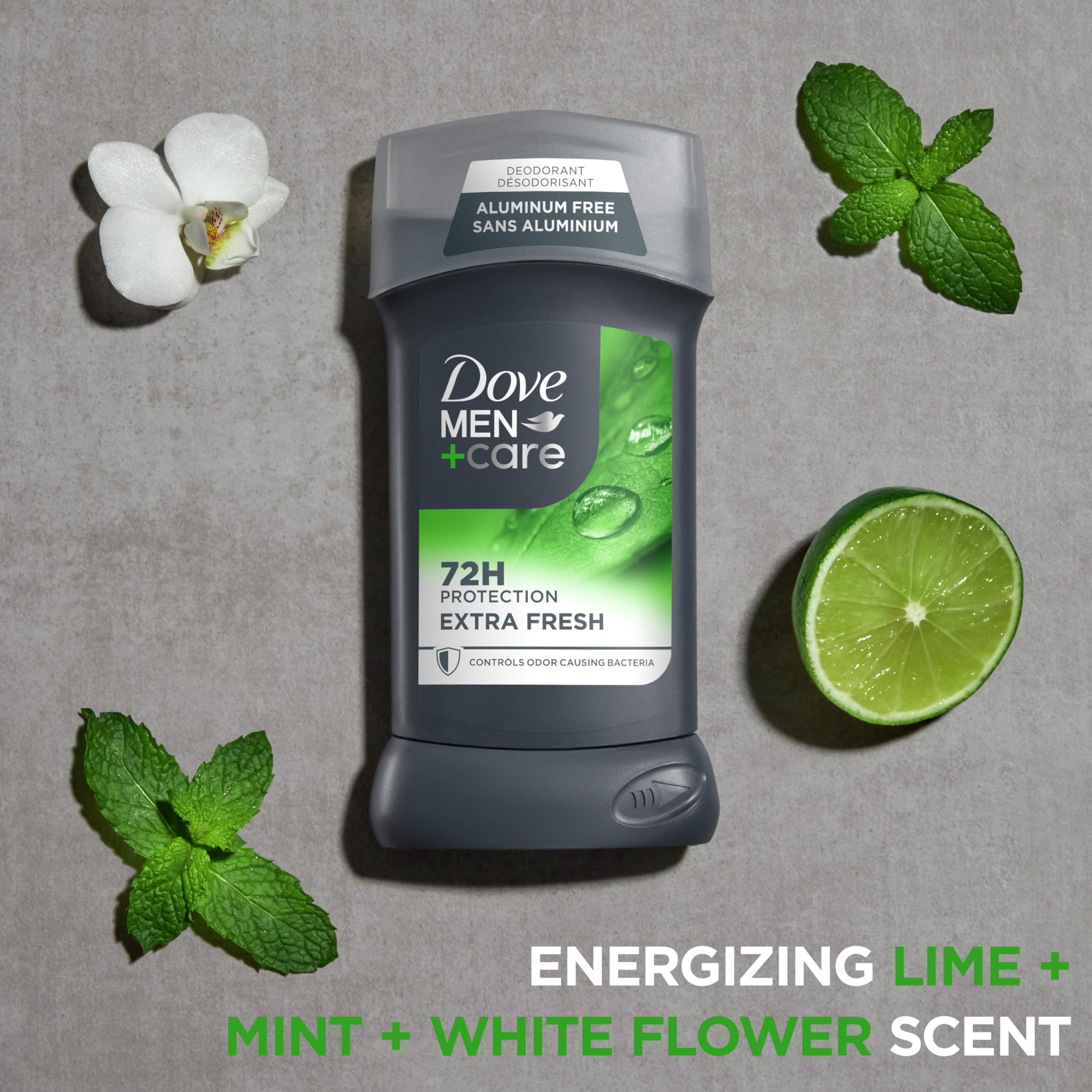 Dove Men+Care Deodorant Stick for Men 4 Count Extra Fresh Aluminum Free 72-Hour Odor Protection Mens Deodorant with 1/4 Moisturizing Cream 3 oz