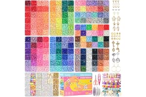 Gionlion 30,000 Pcs Clay Beads Bracelet Making Kit, 168 Colors 8 Boxes Flat Preppy Beads for Friendship Bracelets, Jewelry Kit with Pendant Charms Elastic String Crafts Gift for Kids 6+