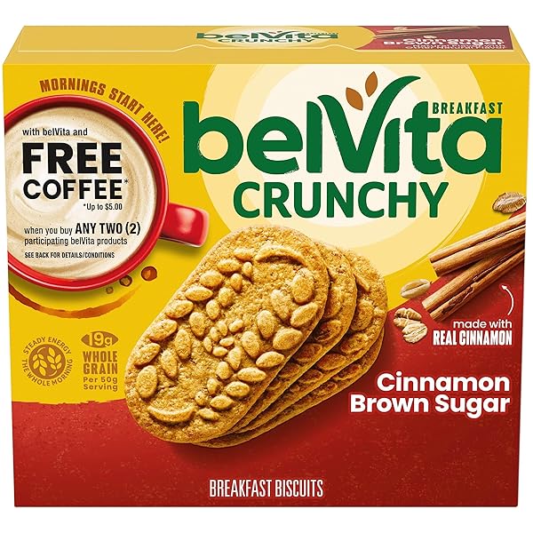 BELVITA BREAKFAST BARS BISCUITS, CINNAMON BROWN SUGAR, 5 PACKS (4 BISCUITS PER PACK)