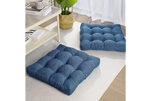 Tromlycs Floor Pillow Cushions for Adults Set of 2 Large Pillows for Floor Seating Square Gel Memory Foam 20 x 20 x 4 Inch Blue
