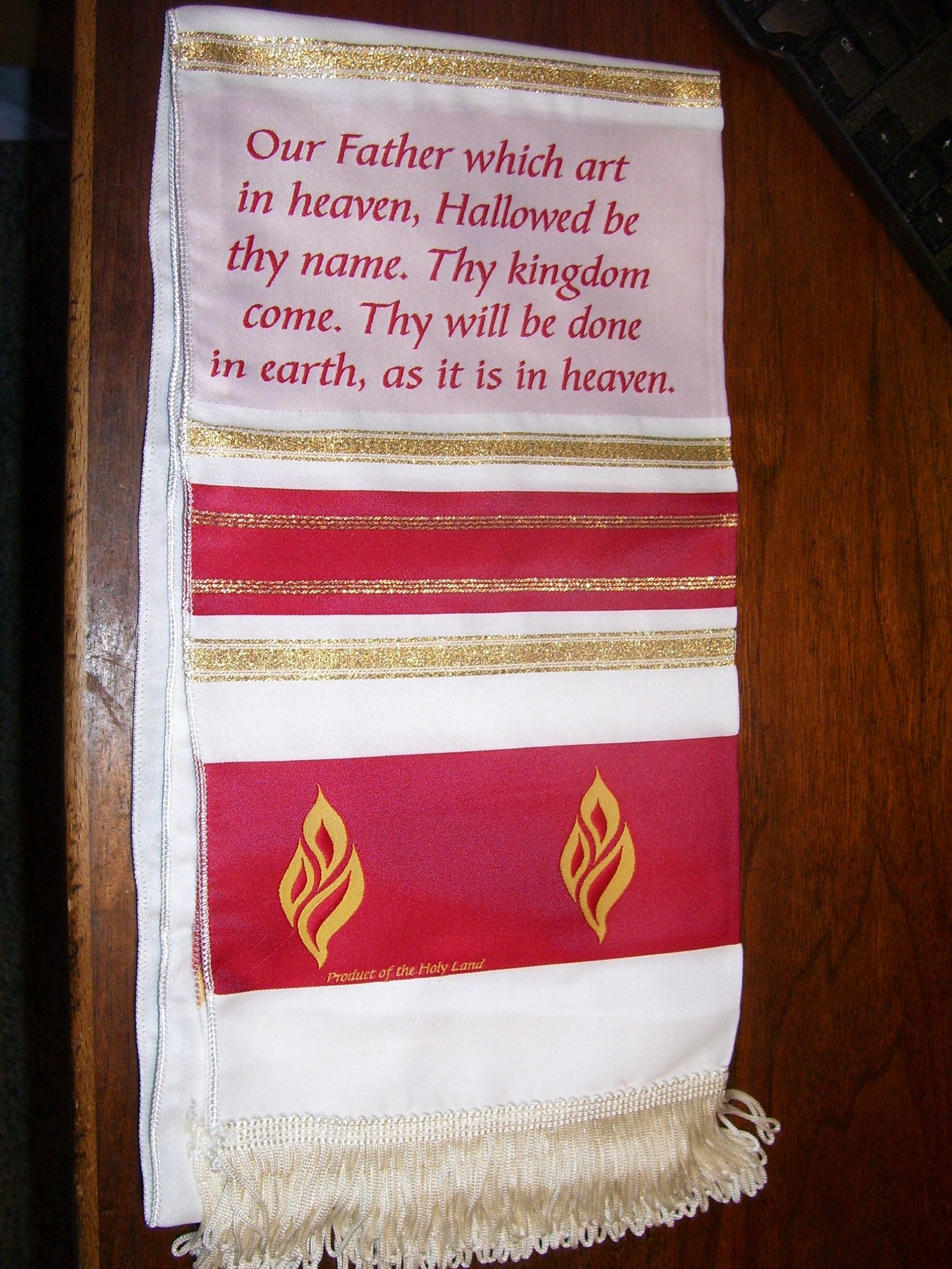 Scarf Lords Prayer Red (63"X15")