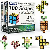 TOSY Magnet Cube 2x2 - 8 Blocks, 2in1 Toy: 2x2x2 Puzzle Cube and Customizable Infinity Cube, Easter Birthday Gifts for Kids/Grandkids, Glowing w/ UV Flashlight, STEM Toy, 2-Pack