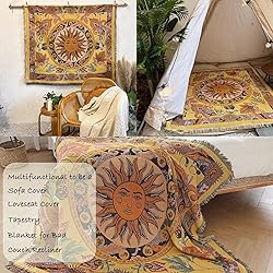 Shesyuki Boho Throw Blanket Reversible Cotton
