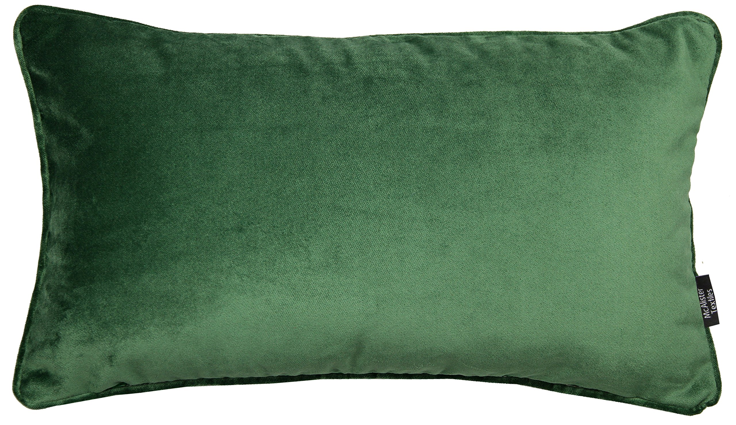 McAlister Textiles Matt Velvet Piped Cushion Covers - Moss Green 60x40 Cm - 24x16 Inches - Plush Decorative Throw Pillows Machine Washable & Fade Resistant
