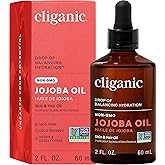 Cliganic Non-GMO Jojoba Oil for Skin, Hair & Face (60ml) | 100% Pure, Natural Cold Pressed Unrefined Hexane Free