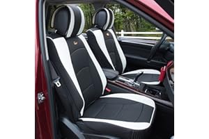 FH Group Car Seat Cover Cushion - 2 Pack Seat Covers for Cars Trucks SUV, Faux Leather Car Seat Cushions, Waterproof Car Seat Cover Cushion, Universal Fit Car Seat protector Front Set White
