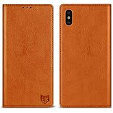  for iPhone X/XS Wallet Case Strong Magnetic 5.8 inch,Brown | PU Leather,RFID Blocking,Credit Card Holder, Kickstand,Shockproof TPU Shell,For women and men, Flip Phone Case Cover