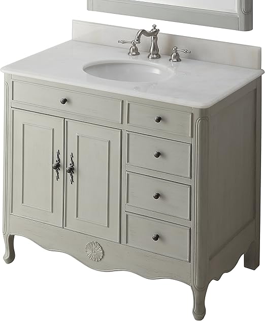 Amazon Com 38 Benton Collection Distressed Gray Daleville Bathroom Sink Vanity Hf 837ck Kitchen Dining