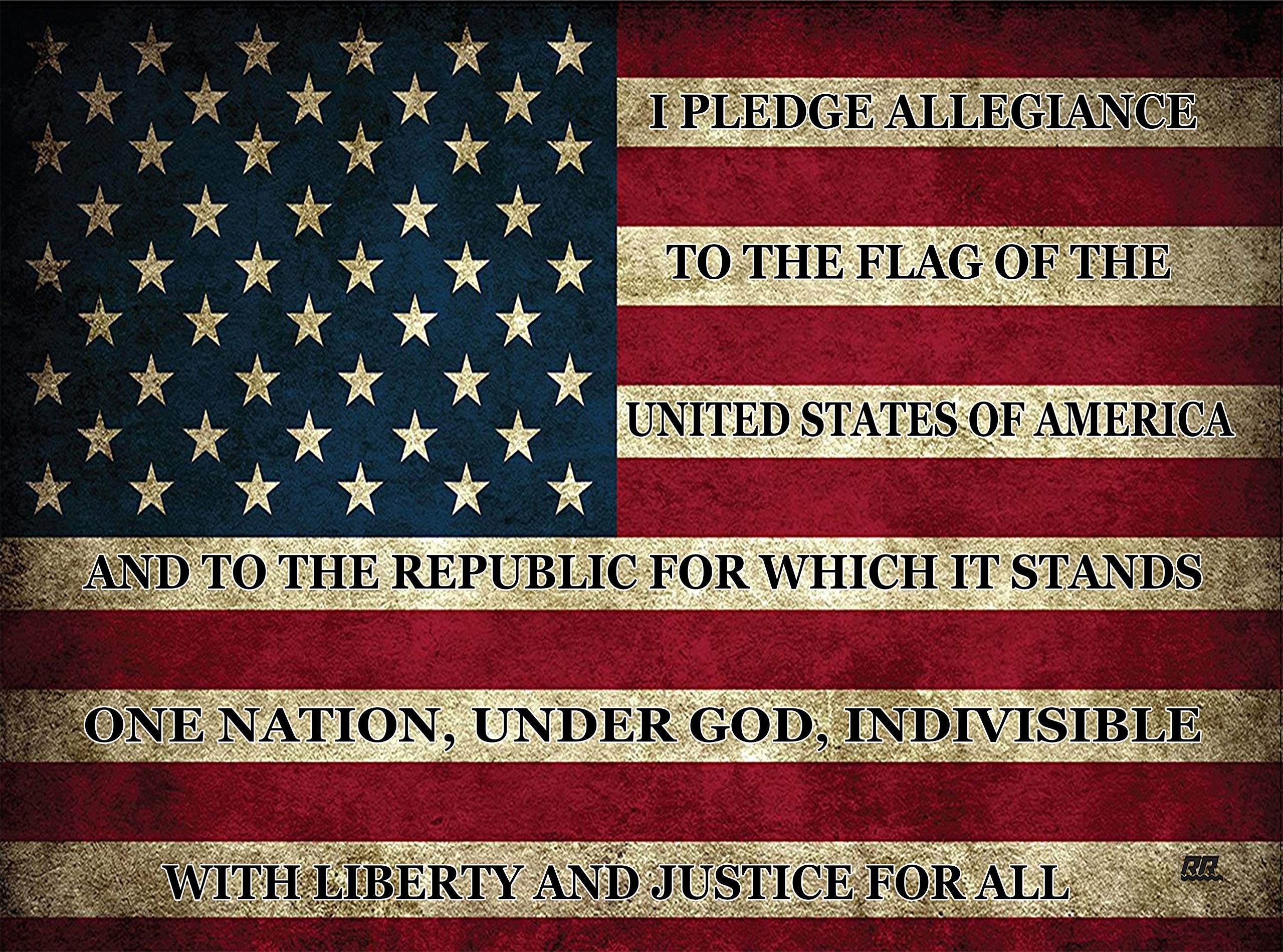 Pledge of Allegiance USA Flag Glass Cutting Board Decorative American United States of America Rustic Design