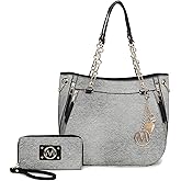 MKF Collection Tote Handbag with Wristlet Wallet, Vegan Leather Crossover Women’s Shoulder bag Purse