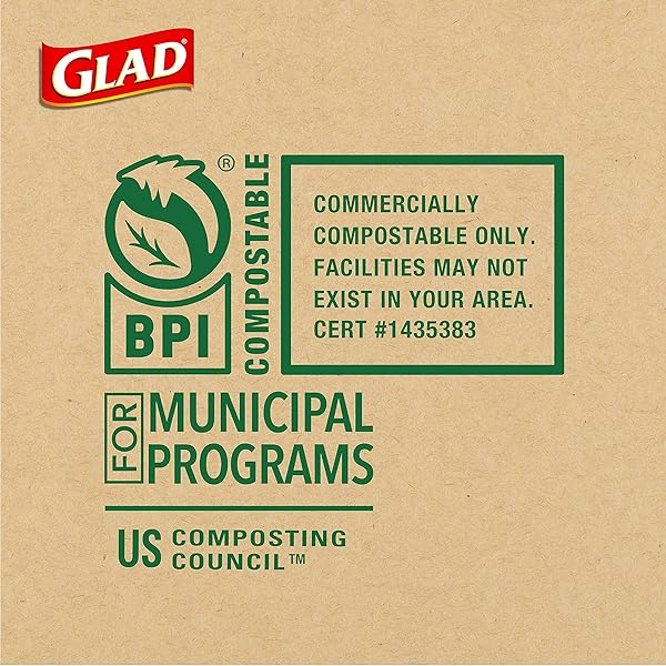 GLAD KITCHEN COMPOST BAGS, 2.6 GALLON SMALL FLAT TOP BAGS, UNSCENTED, 22 COUNT (PACKAGE MAY VARY)