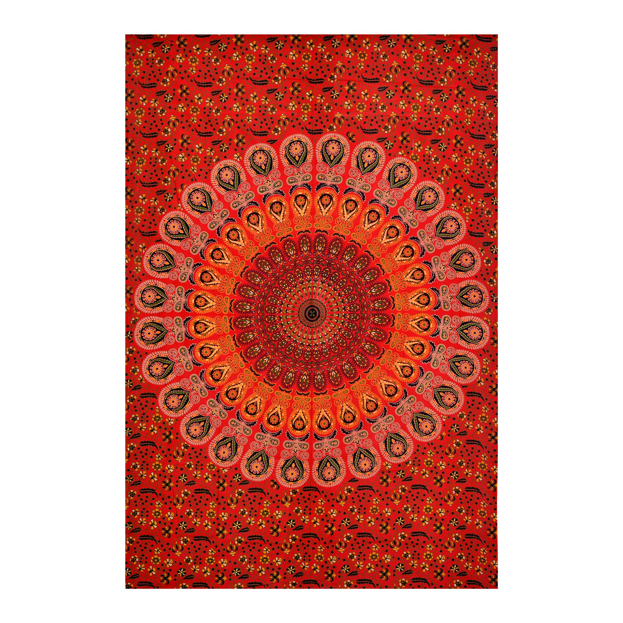 Future Handmade Twin Size Red Mandala Tapestry Wall Tapestry Home Decor Bedroom Bed Sheet Hippie Tapestry Wall Hanging Bohemian Tapestry Room Decoration 100% Cotton Bedspread