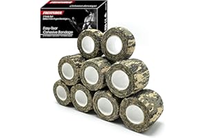 FRESINIDER 9 Rolls Self Adhesive Wrap Athletic Tape Gauze, Breathable Elastic Cohesive Bandage for Sports Injury & Pet (7 Pcs 2" x 5 Yards + 2 Pcs 1" X 5 Yards) (Digital Woodland Camo)
