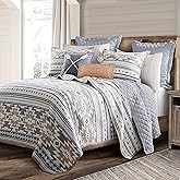Paseo Road Desert Sage King Quilt Set, 3 Piece Rustic Western Bedding Set with Pillow Sham, Lightweight Reversible Cotton Quilt with Southwestern Aztec Pattern, Soft Breathable Cozy Boho Bedding