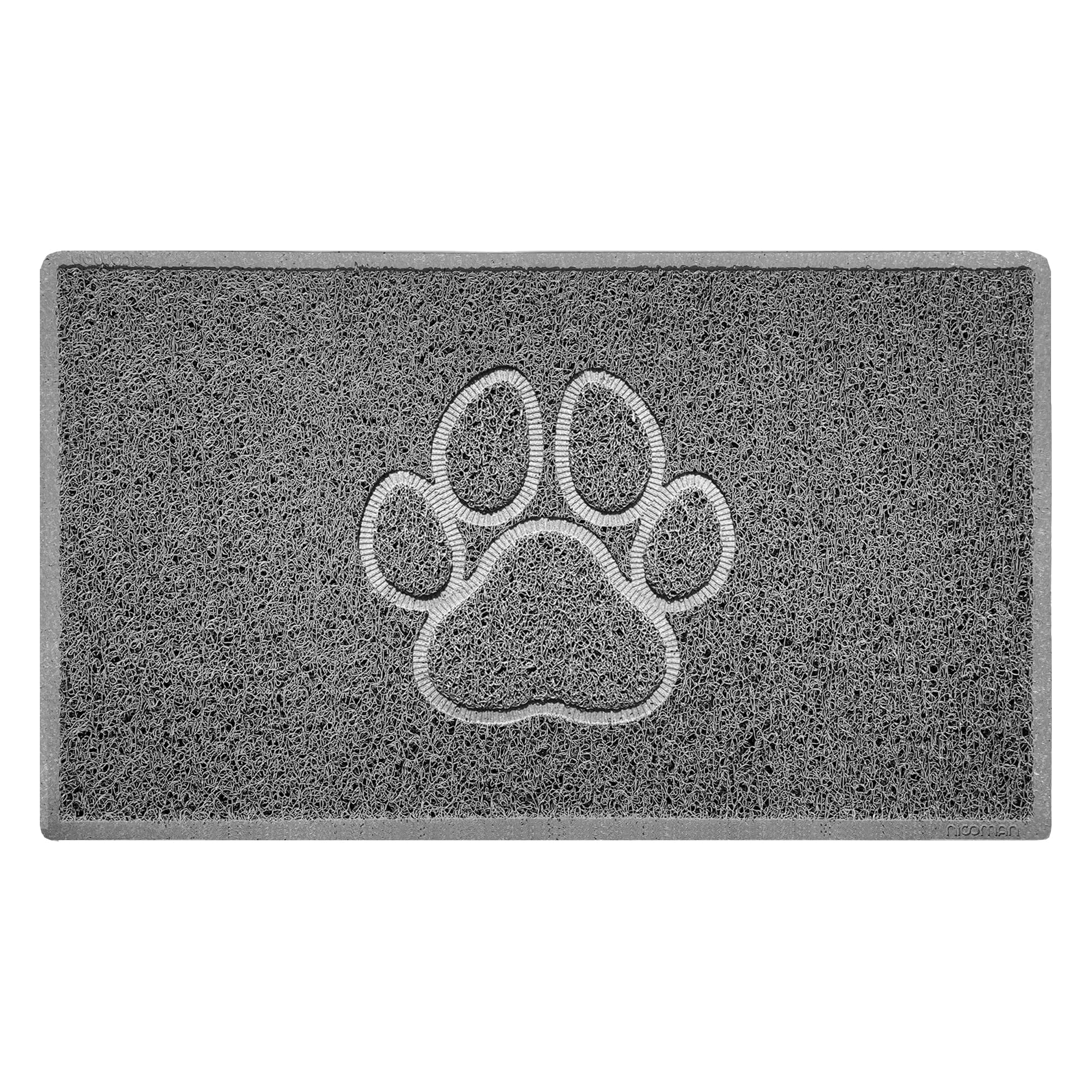 Nicoman Paw Embossed Shape Indoor Outdoor Dirt-Trapper Door Mat Washable Barrier Heavy Duty Doormat - (Watertight Rubber-Back, Medium, Grey, 75 x 44cm)