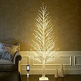 Hairui Lighted Twig White Alpine Tree with Fairy Lights 6FT 810 LED for Indoor Outdoor Home and Christmas Holiday Decoration