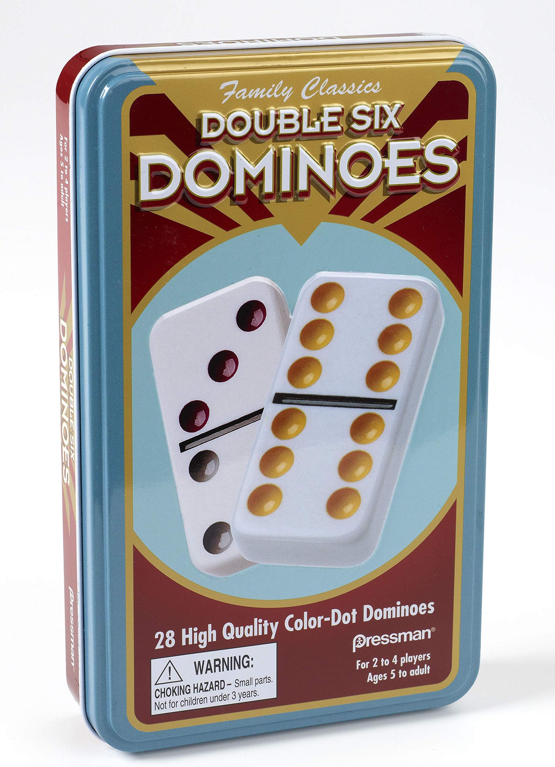 Double 6 Colour Dot Dominoes In A Tin