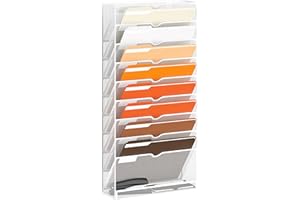 SUPEASY 10 Tier Hanging Wall File Organizer, Mesh Wall Mount File Holder for Paper Mail Magazine File Folder, White