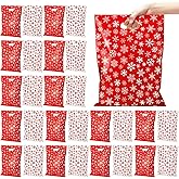 Eaasty 48 Pcs Christmas Plastic Gift Bags 16 x 12 Inch Red White Snowflake Merchandise Gift Bags with Handles Large Christmas Shopping Goodie Bag for Xmas Holiday Party Favor Gifts Wrapping