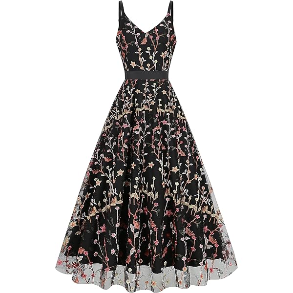 princess polly baby blue dress Black Plus Size Floral Embroidered Cotton Linen Woven Prom Dress main image 0