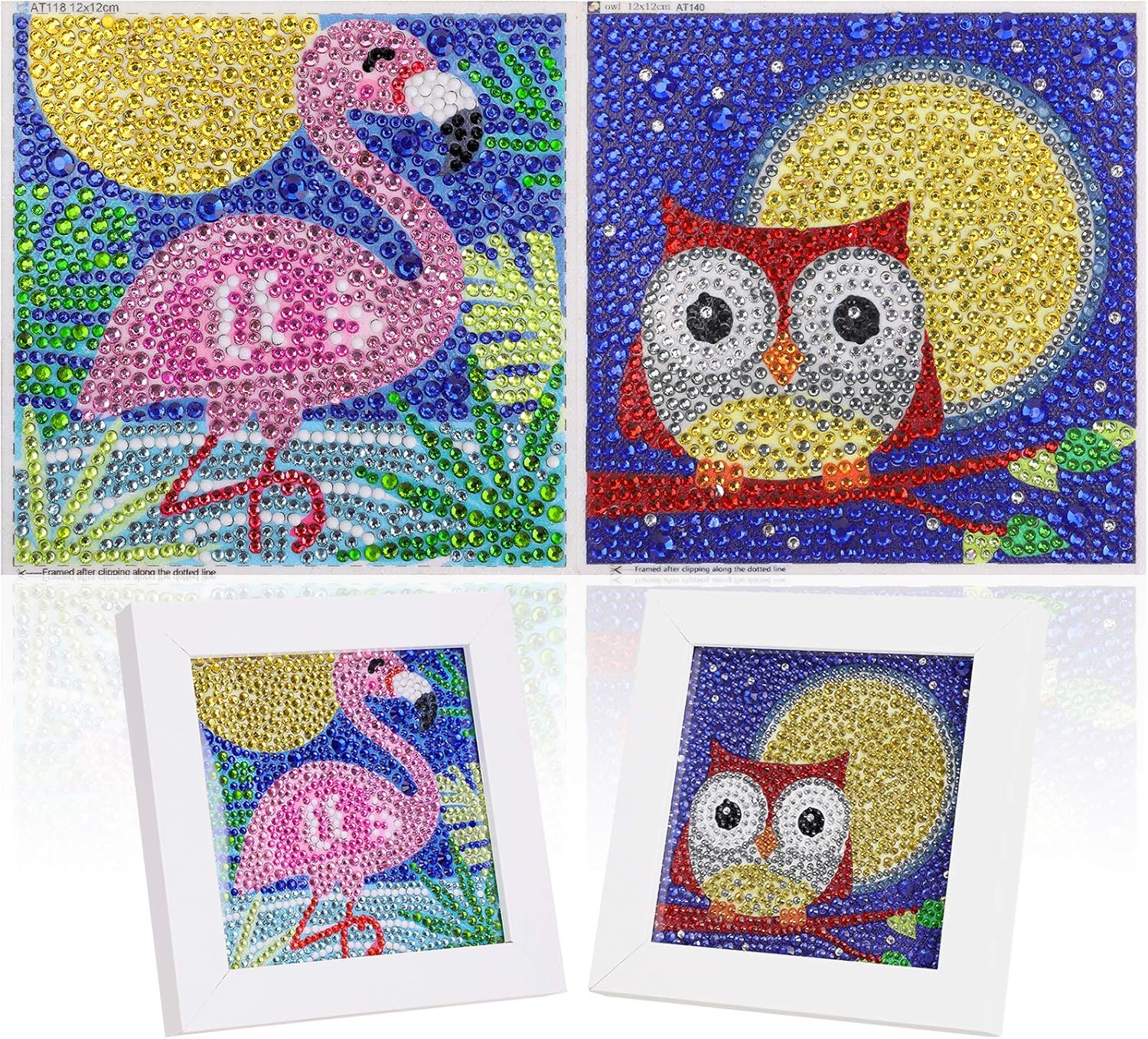 2 Pack DIY 5D Diamond Painting by Number Kit for Children,MWOOT Full