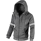 Chrisuno Men's Soft Fleece Fashion Hooded Sweatshirt Zip Up Sports Sweater Hoodie Jacket