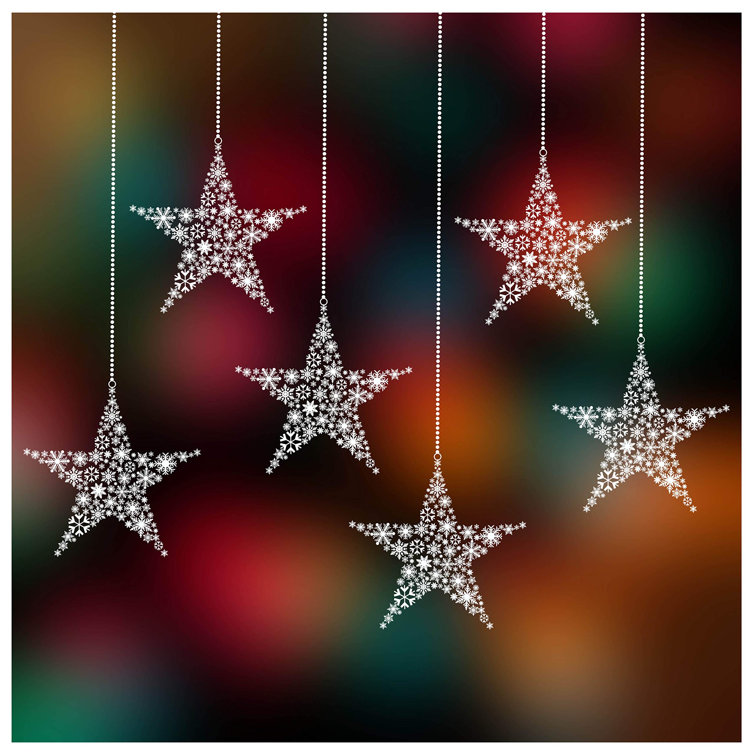 Christmas Window Stickers Extra Large - Xmas Star Hanging Bauble Window Cling Decorations - 6 Extra-Large Christmas Bauble Window Sticker