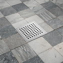 Bernkot Square Shower Drain, 6" Brushed with PVC